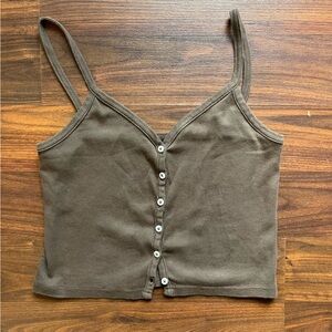 Brown Button Up John Galt Tank
